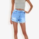  Distressed Denim Shorts with Rolled Cuff Hem and Classic Fit