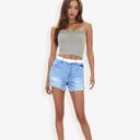  Distressed Denim Shorts with Rolled Cuff Hem and Classic Fit