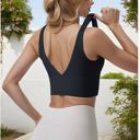 Black XL Women's Longline Sports Bra with Wide Straps and Scoop Neck