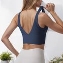 Blue XL Women's Longline Sports Bra with Wide Straps and Scoop Neck