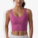 Pink Large Women's Longline Sports Bra with Wide Straps and Scoop Neck