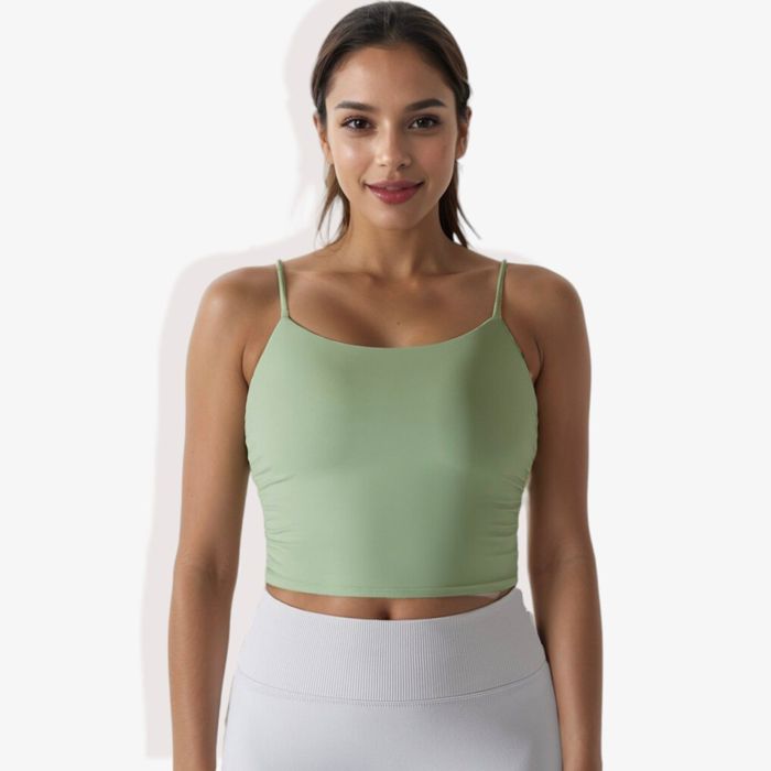Women's Spaghetti Strap Longline Sports Bra with Scoop Neck