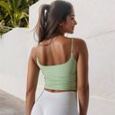 Green XL Women's Spaghetti Strap Longline Sports Bra with Scoop Neck