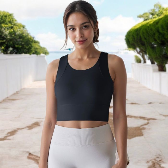 Women's Racerback Sports Crop Top with High Neck and Supportive Fit