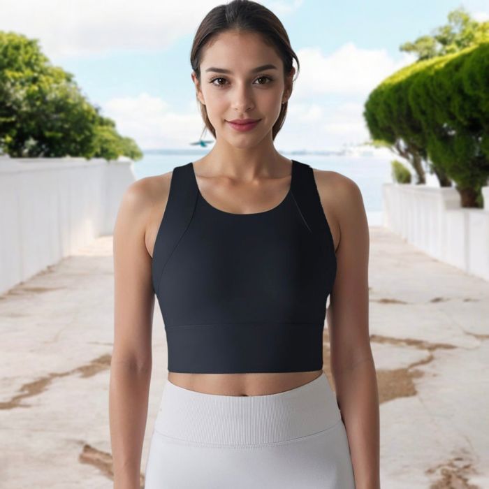 Women's Racerback Sports Crop Top with High Neck and Supportive Fit