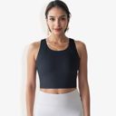 Black Small Women's Racerback Sports Crop Top with High Neck and Supportive Fit