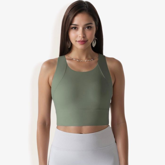Women's Racerback Sports Crop Top with High Neck and Supportive Fit