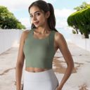 Green Large Women's Racerback Sports Crop Top with High Neck and Supportive Fit