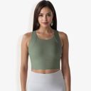 Green Medium Women's Racerback Sports Crop Top with High Neck and Supportive Fit