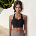 Black Large Women's High Impact Sports Bra with Racerback Design and Enhanced Support