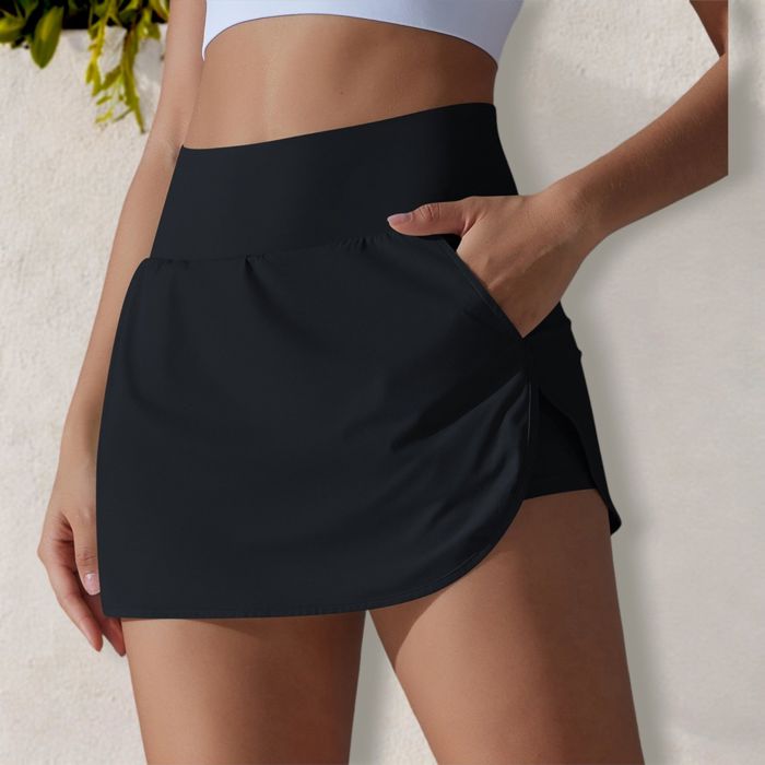 Women's High Waist Athletic Skort with Built-In Shorts and Side Pockets