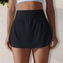 Black Small Women's High Waist Athletic Skort with Built-In Shorts and Side Pockets