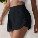 Black XL Women's High Waist Athletic Skort with Built-In Shorts and Side Pockets