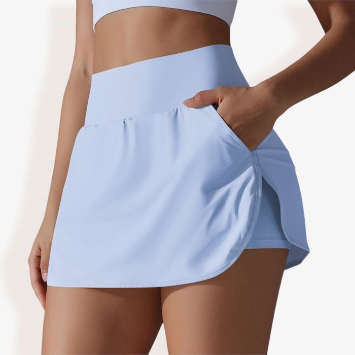 Women's High Waist Athletic Skort with Built-In Shorts and Side Pockets