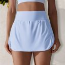 Blue Medium Women's High Waist Athletic Skort with Built-In Shorts and Side Pockets