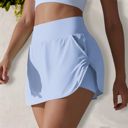 Blue Medium Women's High Waist Athletic Skort with Built-In Shorts and Side Pockets
