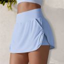 Blue Small Women's High Waist Athletic Skort with Built-In Shorts and Side Pockets
