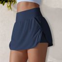 Green Small Women's High Waist Athletic Skort with Built-In Shorts and Side Pockets