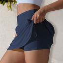 Green Small Women's High Waist Athletic Skort with Built-In Shorts and Side Pockets