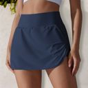 Green Small Women's High Waist Athletic Skort with Built-In Shorts and Side Pockets