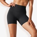 Black Large Women's High Waist Seamless Biker Shorts with Compression Fit