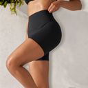 Black Small Women's High Waist Seamless Biker Shorts with Compression Fit