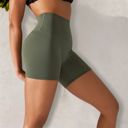 Green Large Women's High Waist Seamless Biker Shorts with Compression Fit