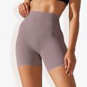 Pink Large Women's High Waist Seamless Biker Shorts with Compression Fit