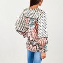  Long Sleeve Print Blouse With Geometric And Floral Patterns