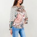  Long Sleeve Print Blouse With Geometric And Floral Patterns