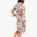 Red Large Long Sleeve Button-Up Multi-Color Print Long Shirt