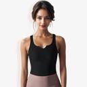 Black Large Women's High Impact Solid Color Ribbed Crop Tank Top