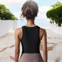 Black Large Women's High Impact Solid Color Ribbed Crop Tank Top