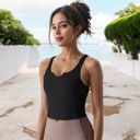 Black XL Women's High Impact Solid Color Ribbed Crop Tank Top