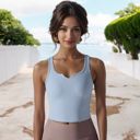 Blue Medium Women's High Impact Solid Color Ribbed Crop Tank Top