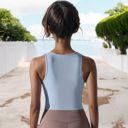 Blue Small Women's High Impact Solid Color Ribbed Crop Tank Top