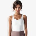 White Large Women's High Impact Solid Color Ribbed Crop Tank Top