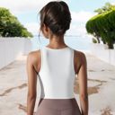 White Large Women's High Impact Solid Color Ribbed Crop Tank Top