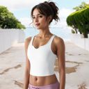 White Small Women's High Impact Solid Color Ribbed Crop Tank Top