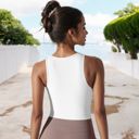 White Small Women's High Impact Solid Color Ribbed Crop Tank Top