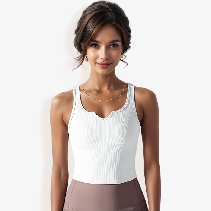 Women's High Impact Solid Color Ribbed Crop Tank Top