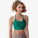 Green XL Women's Strappy Back Sports Bra with Adjustable Halter Neck and Supportive Fit