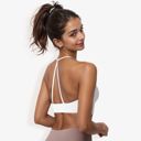White XL Women's Strappy Back Sports Bra with Adjustable Halter Neck and Supportive Fit