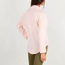 Pink XL Long Sleeve Button Down Crinkled Blouse With Chest Pocke