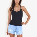  Ribbed Knit Tank Top with Deep V-Neck and Racerback Design