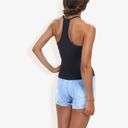  Ribbed Knit Tank Top with Deep V-Neck and Racerback Design