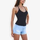  Ribbed Knit Tank Top with Deep V-Neck and Racerback Design