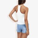 White Large Ribbed Knit Tank Top with Deep V-Neck and Racerback Design