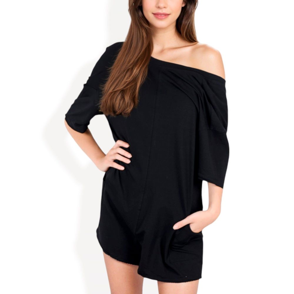 Short Sleeve V-Neck Romper With Relaxed Fit