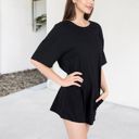 Black Large Short Sleeve V-Neck Romper With Relaxed Fit